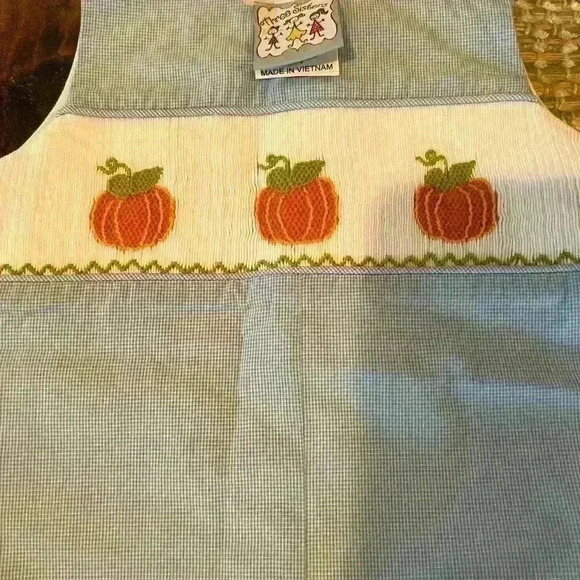 Jon Jon smocked pumpkin 9 month boys fall Three Sisters brand, EUC, buttons - Picture 5 of 7